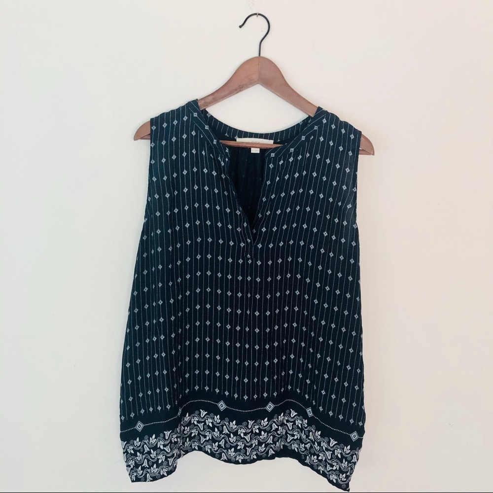 Ann Taylor LOFT Sleeveless Top in Blue & White XL